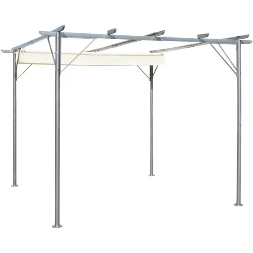 vidaXL Pergola with Retractable Roof Cream White 3×3 m Steel