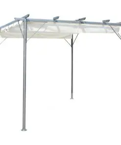vidaXL Pergola with Retractable Roof Cream White 3×3 m Steel