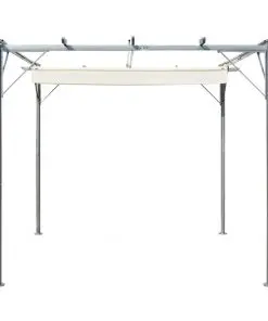 vidaXL Pergola with Retractable Roof Cream White 3×3 m Steel