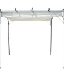 vidaXL Pergola with Retractable Roof Cream White 3×3 m Steel