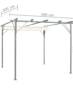 vidaXL Pergola with Retractable Roof Cream White 3×3 m Steel