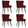 vidaXL Dining Chairs 4 pcs Red Velvet