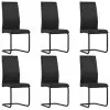 vidaXL Cantilever Dining Chairs 6 pcs Black Faux Leather