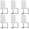 vidaXL Cantilever Dining Chairs 6 pcs White Faux Leather