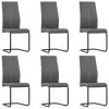 vidaXL Cantilever Dining Chairs 6 pcs Grey Faux Leather