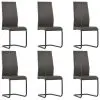 vidaXL Cantilever Dining Chairs 6 pcs Brown Faux Leather