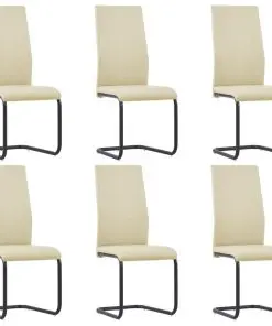 vidaXL Cantilever Dining Chairs 6 pcs Cappuccino Faux Leather