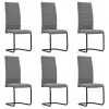 vidaXL Cantilever Dining Chairs 6 pcs Light Grey Fabric