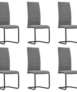 vidaXL Cantilever Dining Chairs 6 pcs Light Grey Fabric