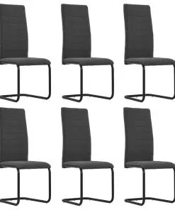 vidaXL Cantilever Dining Chairs 6 pcs Dark Grey Fabric