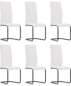 vidaXL Cantilever Dining Chairs 6 pcs Cream Fabric