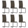 vidaXL Cantilever Dining Chairs 6 pcs Brown Fabric