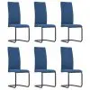 vidaXL Cantilever Dining Chairs 6 pcs Blue Fabric