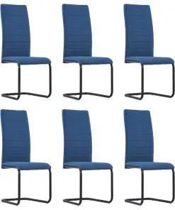 vidaXL Cantilever Dining Chairs 6 pcs Blue Fabric