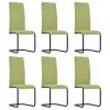 vidaXL Cantilever Dining Chairs 6 pcs Green Fabric