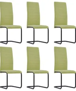 vidaXL Cantilever Dining Chairs 6 pcs Green Fabric