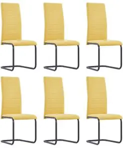 vidaXL Cantilever Dining Chairs 6 pcs Yellow Fabric