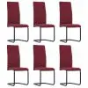 vidaXL Cantilever Dining Chairs 6 pcs Wine Fabric vidaXL Cantilever Dining Chairs 6 pcs Wine Fabric