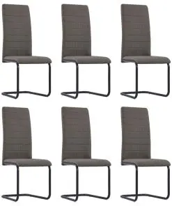 vidaXL Cantilever Dining Chairs 6 pcs Taupe Fabric