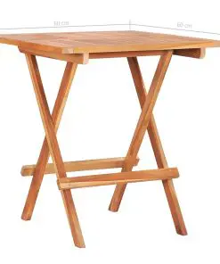 vidaXL Folding Bistro Table 60x60x65 cm Solid Teak Wood