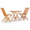 vidaXL 3 Piece Folding Bistro Set Solid Teak Wood vidaXL 3 Piece Folding Bistro Set Solid Teak Wood