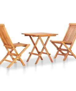 vidaXL 3 Piece Folding Bistro Set Solid Teak Wood