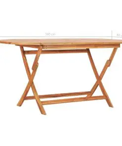 vidaXL Folding Garden Table 160x80x75 cm Solid Teak Wood