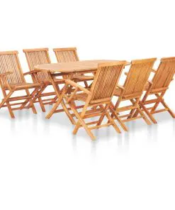 vidaXL 7 Piece Folding Outdoor Dining Set Solid Teak Wood