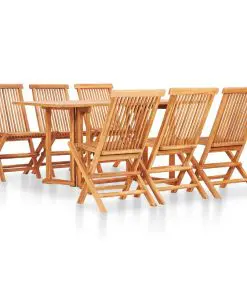 vidaXL 7 Piece Folding Outdoor Dining Set Solid Teak Wood