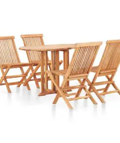 vidaXL 5 Piece Folding Outdoor Dining Set Solid Teak Wood