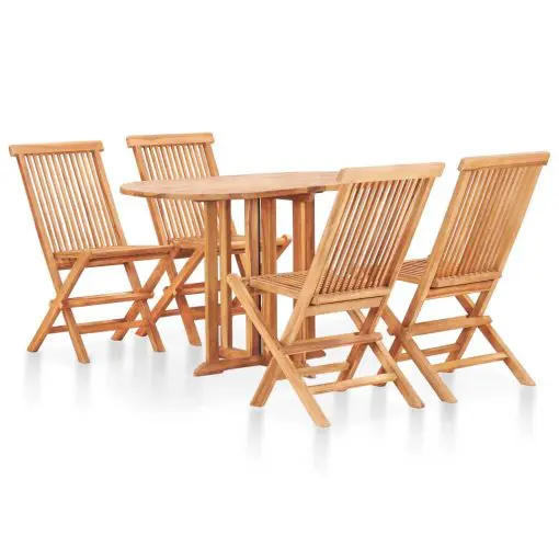 vidaXL 5 Piece Folding Outdoor Dining Set Solid Teak Wood