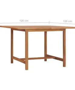 vidaXL Garden Table 120x120x75 cm Solid Teak Wood