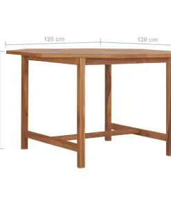 vidaXL Garden Table 120x120x75 cm Solid Teak Wood