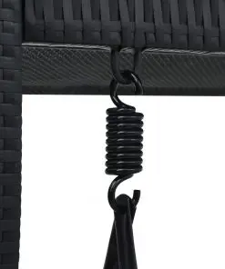 vidaXL 3-Seater Garden Swing Bench with Canopy Poly Rattan Black