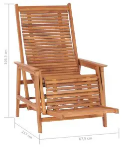 vidaXL Garden Lounge Chair with Footrest Solid Teak Wood