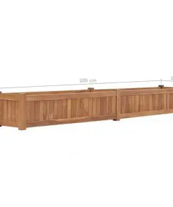 vidaXL Planter 200x30x25 cm Solid Teak Wood