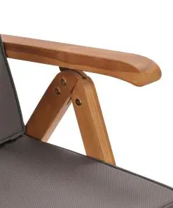 vidaXL Reclining Garden Chairs with Cushions 2 pcs Solid Teak Wood Grey