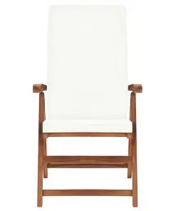 vidaXL Reclining Garden Chairs with Cushions 2 pcs Solid Teak Wood Cream