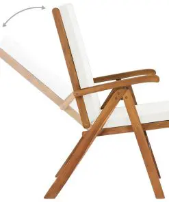 vidaXL Reclining Garden Chairs with Cushions 2 pcs Solid Teak Wood Cream