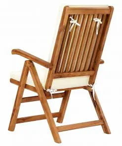 vidaXL Reclining Garden Chairs with Cushions 2 pcs Solid Teak Wood Cream