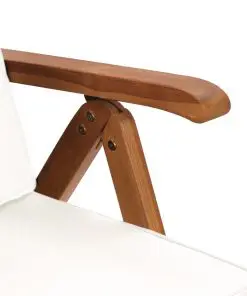 vidaXL Reclining Garden Chairs with Cushions 2 pcs Solid Teak Wood Cream