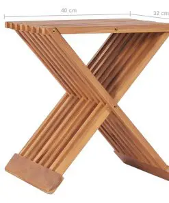 vidaXL Folding Stool 40x32x45 cm Solid Teak Wood