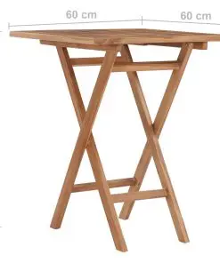 vidaXL Folding Garden Table 60x60x75 cm Solid Teak Wood