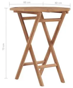 vidaXL Folding Garden Table 60x60x75 cm Solid Teak Wood