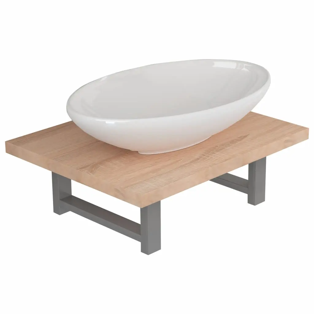 vidaXL Two Piece Bathroom Furniture Set Ceramic Oak