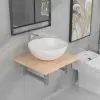 vidaXL Two Piece Bathroom Furniture Set Ceramic Oak vidaXL Two Piece Bathroom Furniture Set Ceramic Oak