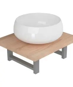 vidaXL Two Piece Bathroom Furniture Set Ceramic Oak