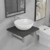vidaXL Two Piece Bathroom Furniture Set Ceramic Grey