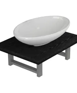 vidaXL Two Piece Bathroom Furniture Set Ceramic Black