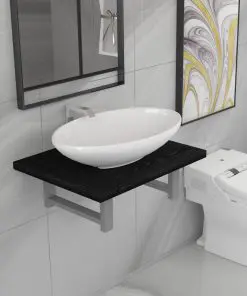 vidaXL Two Piece Bathroom Furniture Set Ceramic Black